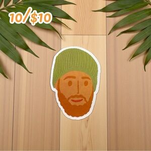 Bearded Guy in Green Beanie Sticker – 2 1/2” Glossy
